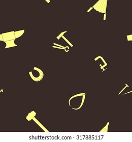 Seamless background with blacksmith tools for your design