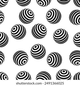 Seamless background of black-striped balls