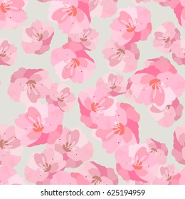 Seamless background with blooming cherry. Sakura. Japan.