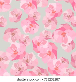Seamless background with blooming cherry. Sakura. Japan.