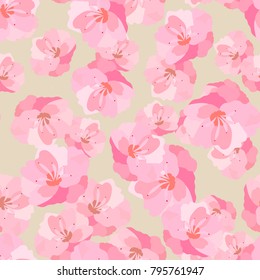 Seamless background with blooming cherry. Sakura. Japan.