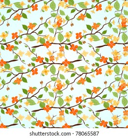 Seamless background with blossoming orange branches