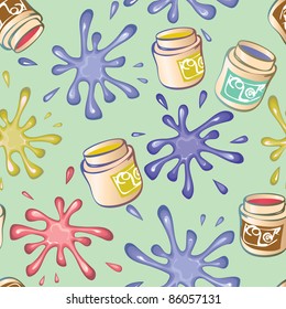 seamless background from the blots and cans of paint.