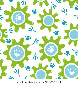 seamless background. the blots and tracks in cartoon style on white background.vector illustration