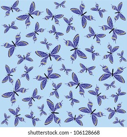 seamless background with blue butterflies