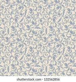 Seamless background of blue color in the style of baroque