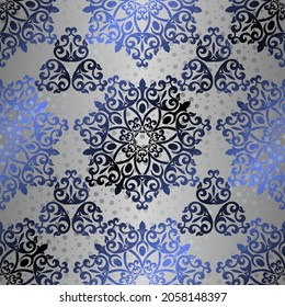 El color azul del fondo es impecable, al estilo barroco. Papel mural de Damasco