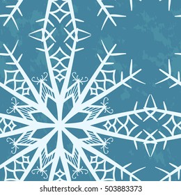 Seamless background blue decorative snowflakes
