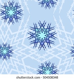 Seamless background blue decorative snowflakes