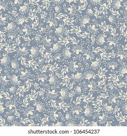 Seamless background with blue flowers