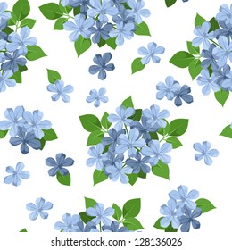 Seamless background with blue flowers. Vector illustration.