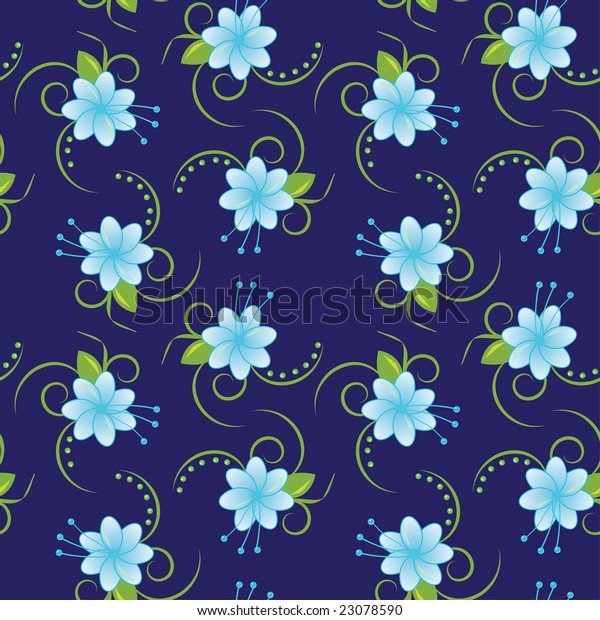 Seamless Background Blue Flowers Vector Illustration Stock Vector