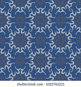 Seamless background. Blue and gray floral pattern for wallpapers, textile and fabrics
