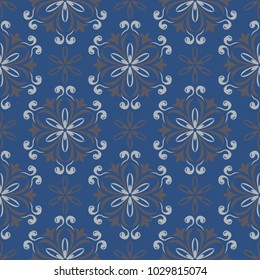 Seamless background. Blue and gray floral pattern for wallpapers, textile and fabrics