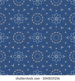 Seamless background. Blue and gray floral pattern for wallpapers, textile and fabrics