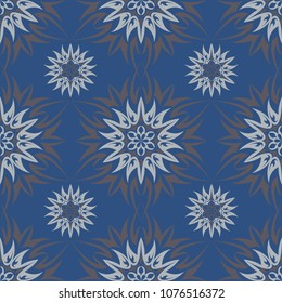 Seamless background. Blue and gray floral pattern for wallpapers, textile and fabrics