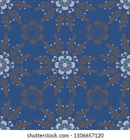 Seamless background. Blue and gray floral pattern for wallpapers, textile and fabrics