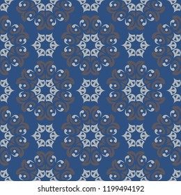 Seamless background. Blue and gray floral pattern for wallpapers, textile and fabrics