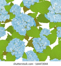 Seamless background with blue hydrangea