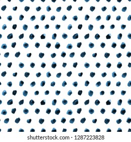 Seamless background blue with ink dots texture.