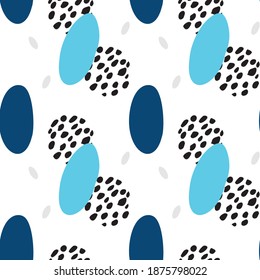Fondo transparente de ovales azules y azules y puntos negros en un clúster globular