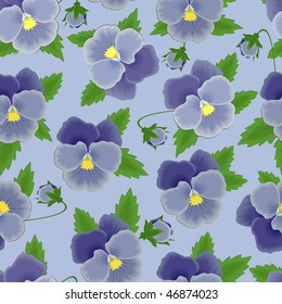 Seamless background with blue pansies