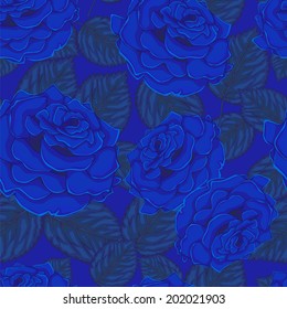 Seamless background. Blue roses