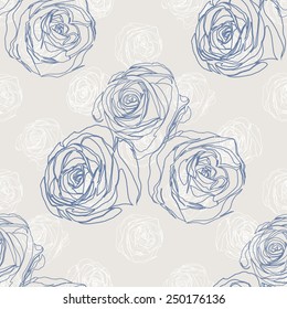 Seamless background with blue roses