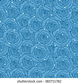 Seamless background of blue roses