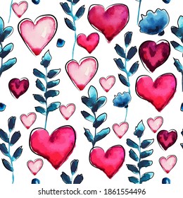 A seamless background with blue twigs. Vector illustration