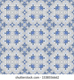 Seamless background  in blue. Vector illustration. Use this pattern in the design of carpet, shawl, pillow, textile, ceramic tiles 