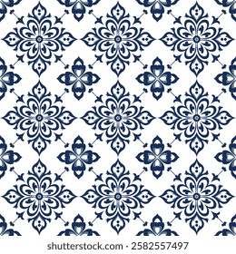 Seamless background in blue. Seamless wallpaper. seamless floral tile pattern.