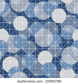 Seamless background with blue and white balls. Vector illustration. 