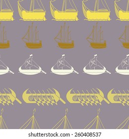 seamless background with boat and sailboat