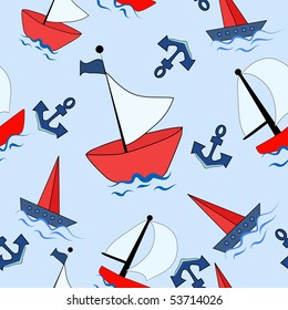 Seamless background with boats.