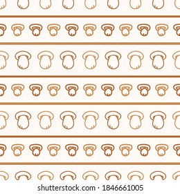 Seamless background bolete mushroom gender neutral pattern. Whimsical minimal earthy 2 tone color. kids nursery wallpaper or boho cartoon fungi fashion all over print. 