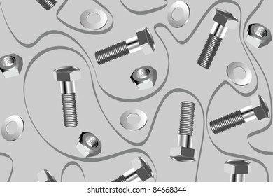 seamless background with bolts and nuts