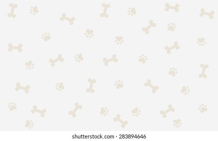 Seamless background with bone and dog footprint, background, wallpaper, graphic design, vector illustration