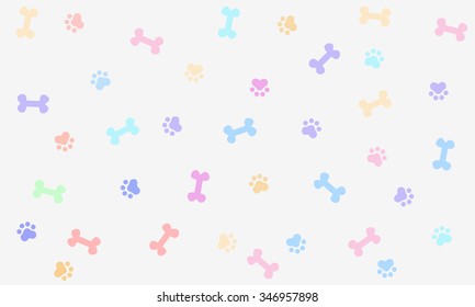 Seamless background bone and footprint dog, wallpaper, graphic design, illustration