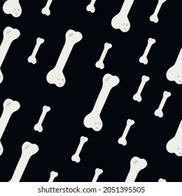 Seamless background with bones on black background