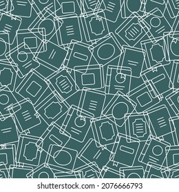 Fondo sin igual de los libros dibujados en estilo infantil plano, imagen con contorno, ilustración vectorial aislada