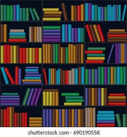 Seamless background with books. Library, bookshelf. The storage of information. Vector illustration.