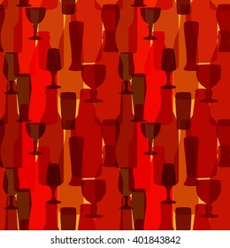 Seamless background with bottles and glasses