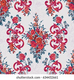 seamless background  with bouquets of flowers