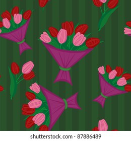 seamless background with bouquets of tulips