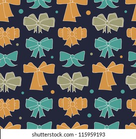 Seamless background with bows. Endless doodle pattern for textile, web pages background, clothes