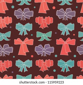 Seamless background with bows. Endless hand drawn pattern for textile, web pages background, clothes