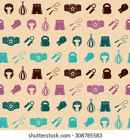 Seamless background with boxing icons for your design