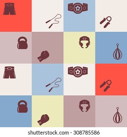 Seamless background with boxing icons for your design