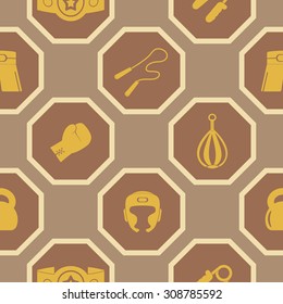 Seamless background with boxing icons for your design